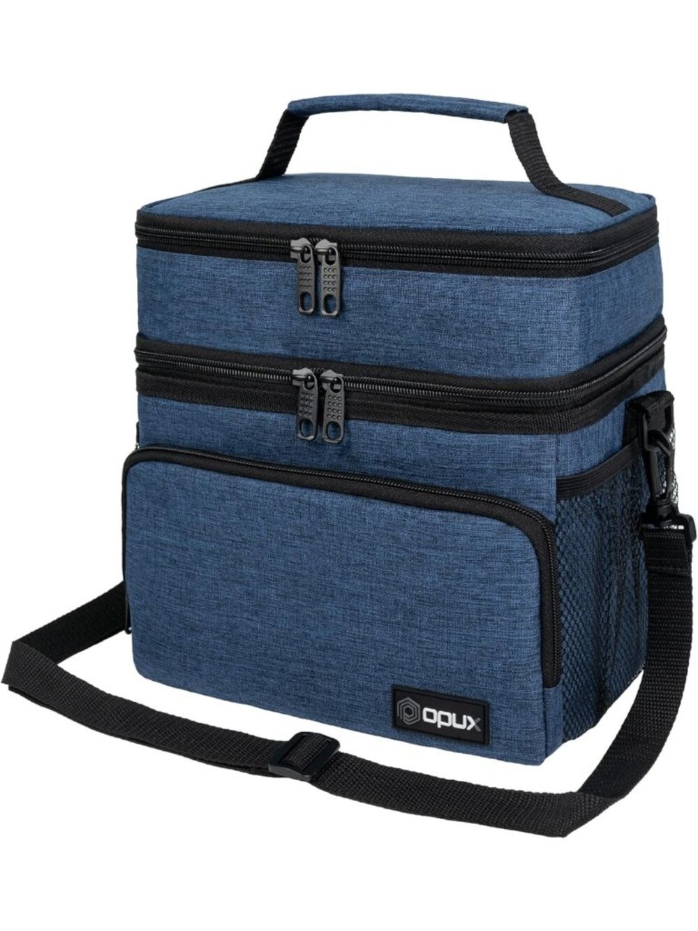 Insulated Dual Compartment Lunch Bag, Leakproof & Stylish for Men & Women, Navy